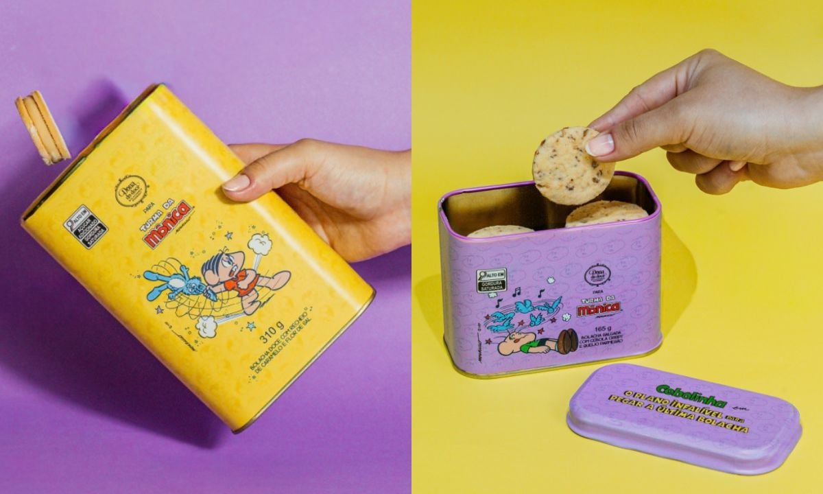 Latas Turma da Mônica com bolachas